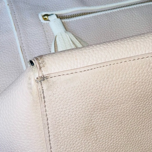 Kate Spade Beige Cream Chester Street Allyn Pebbled Leather Large Tote Purse - Picture 5 of 11